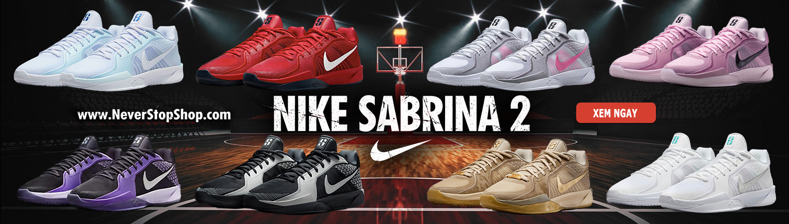 Giày bóng rổ outdoor NIKE SABRINA 2 giá rẻ tại NeverStopShop Giày NIKE SABRINA 2  bóng rổ cổ thấp nam nữ sfake replica 1:1 giá rẻ tốt nhất HCM NeverStopShop