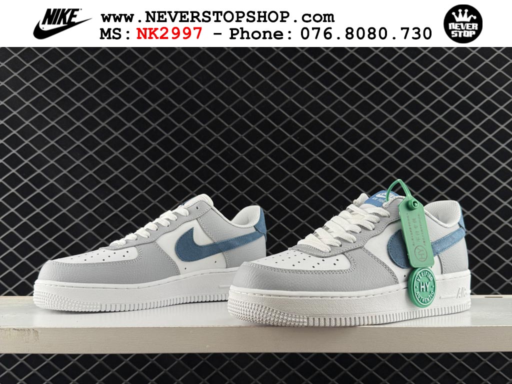 Giày thể thao nam nữ Nike Air Force 1 Low Xám Trắng bản best quality siêu cấp replica 1:1 giá rẻ tại NeverStop Sneaker Shop Quận 3 HCM
