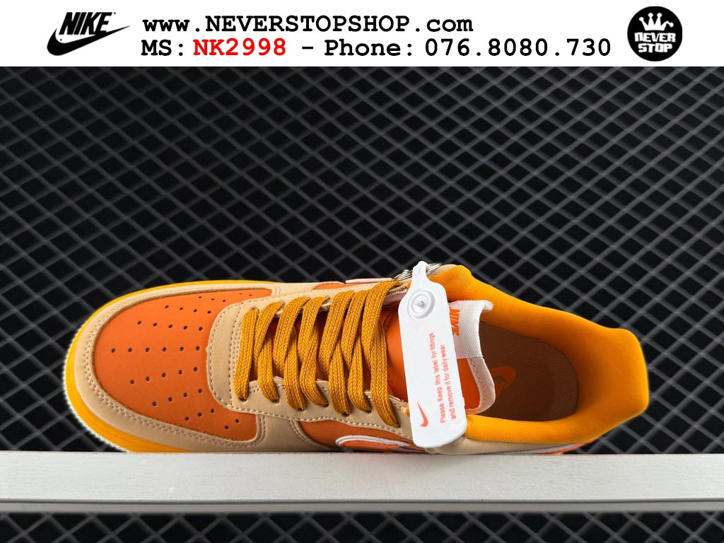 Giày thể thao nam nữ Nike Air Force 1 Low Cam Trắng bản best quality siêu cấp replica 1:1 giá rẻ tại NeverStop Sneaker Shop Quận 3 HCM