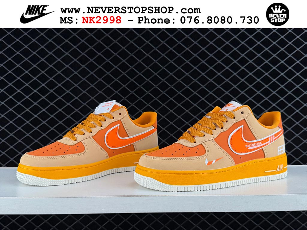 Giày thể thao nam nữ Nike Air Force 1 Low Cam Trắng bản best quality siêu cấp replica 1:1 giá rẻ tại NeverStop Sneaker Shop Quận 3 HCM