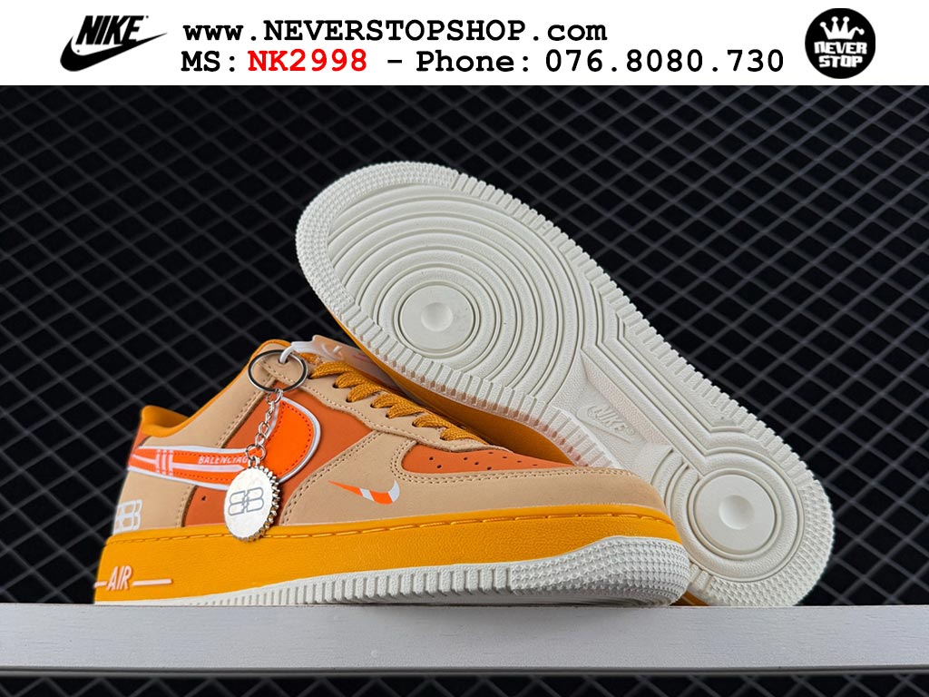 Giày thể thao nam nữ Nike Air Force 1 Low Cam Trắng bản best quality siêu cấp replica 1:1 giá rẻ tại NeverStop Sneaker Shop Quận 3 HCM
