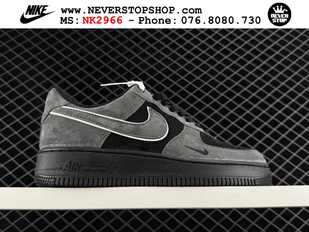 Giày thể thao nam nữ Nike Air Force 1 Low Đen Xám bản best quality siêu cấp replica 1:1 giá rẻ tại NeverStop Sneaker Shop Quận 3 HCM
