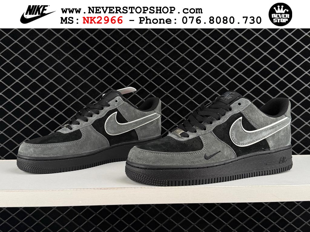 Giày thể thao nam nữ Nike Air Force 1 Low Đen Xám bản best quality siêu cấp replica 1:1 giá rẻ tại NeverStop Sneaker Shop Quận 3 HCM