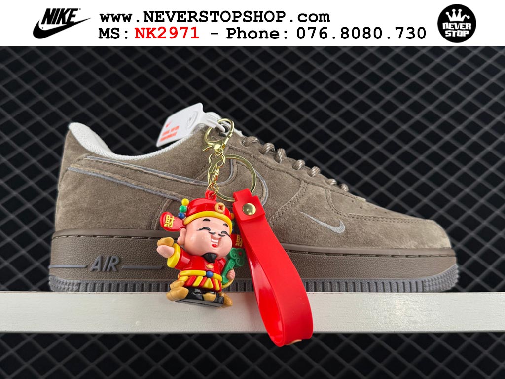 Giày thể thao nam nữ Nike Air Force 1 Low Nâu Xám bản best quality siêu cấp replica 1:1 giá rẻ tại NeverStop Sneaker Shop Quận 3 HCM