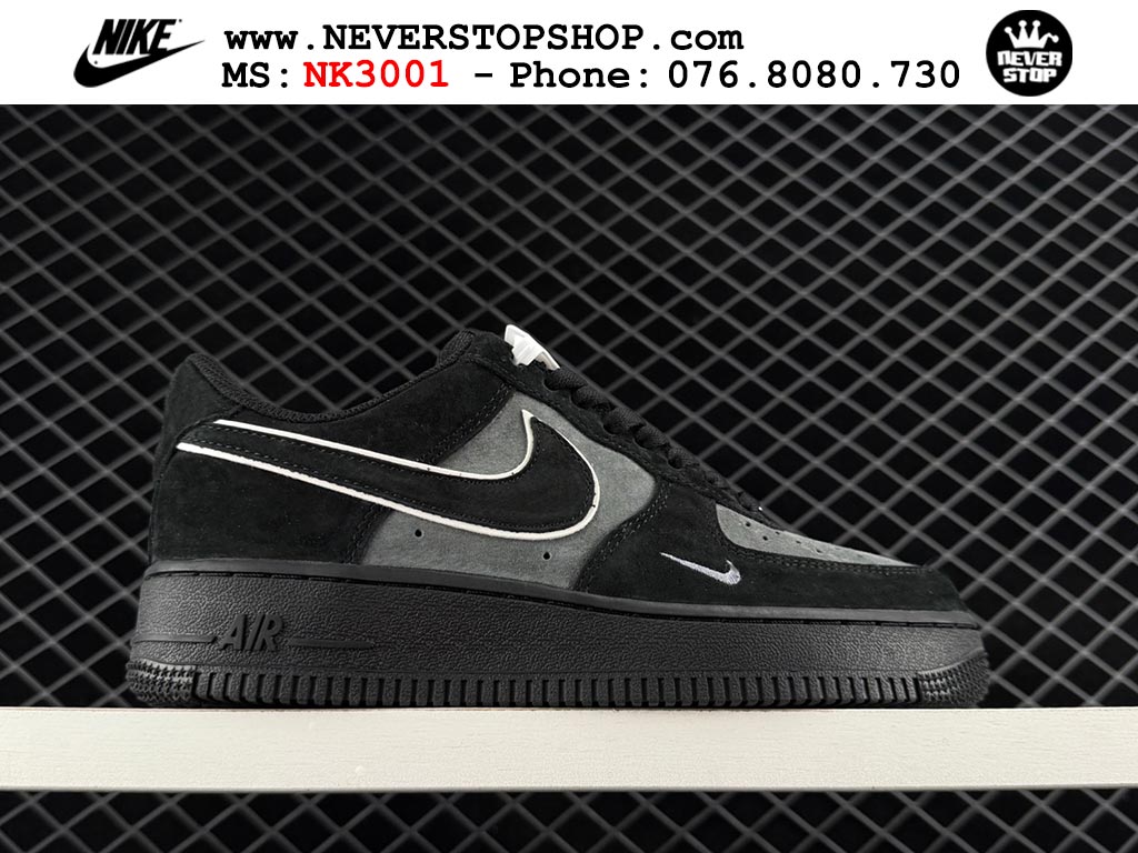 Giày thể thao nam nữ Nike Air Force 1 Low Đen Xám bản best quality siêu cấp replica 1:1 giá rẻ tại NeverStop Sneaker Shop Quận 3 HCM