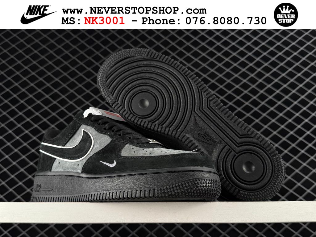 Giày thể thao nam nữ Nike Air Force 1 Low Đen Xám bản best quality siêu cấp replica 1:1 giá rẻ tại NeverStop Sneaker Shop Quận 3 HCM