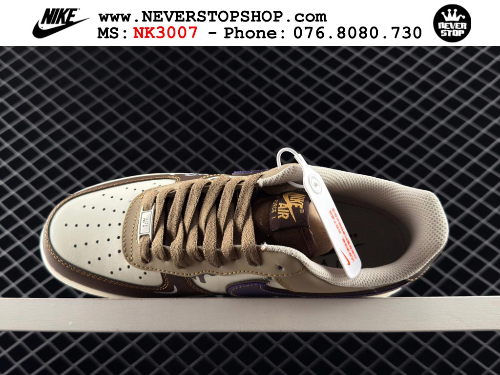 Giày thể thao nam nữ Nike Air Force 1 Low Trắng Nâu bản best quality siêu cấp replica 1:1 giá rẻ tại NeverStop Sneaker Shop Quận 3 HCM