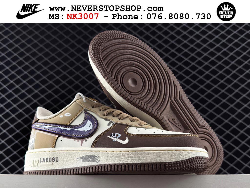 Giày thể thao nam nữ Nike Air Force 1 Low Trắng Nâu bản best quality siêu cấp replica 1:1 giá rẻ tại NeverStop Sneaker Shop Quận 3 HCM