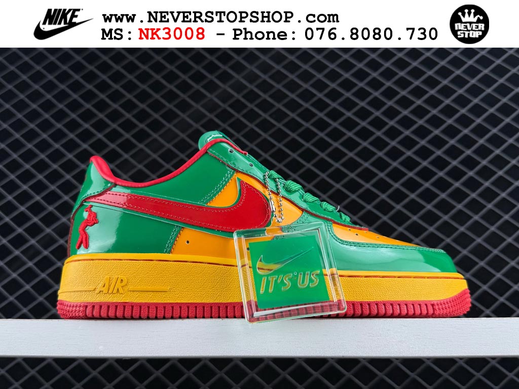 Giày thể thao nam nữ Nike Air Force 1 Low Vàng Đỏ Xanh Lá bản best quality siêu cấp replica 1:1 giá rẻ tại NeverStop Sneaker Shop Quận 3 HCM