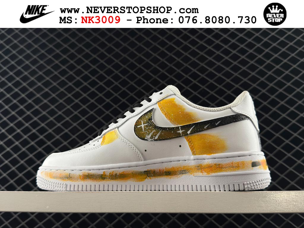 Giày thể thao nam nữ Nike Air Force 1 Low Đen Vàng Trắng bản best quality siêu cấp replica 1:1 giá rẻ tại NeverStop Sneaker Shop Quận 3 HCM