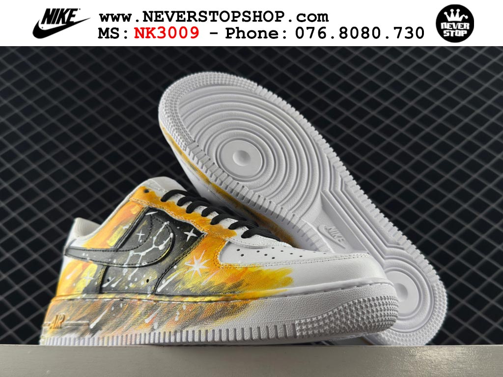 Giày thể thao nam nữ Nike Air Force 1 Low Đen Vàng Trắng bản best quality siêu cấp replica 1:1 giá rẻ tại NeverStop Sneaker Shop Quận 3 HCM