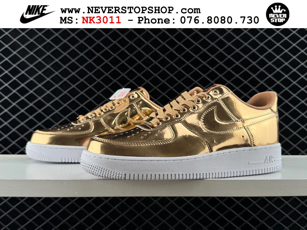 Giày thể thao nam nữ Nike Air Force 1 Low Vàng Trắng bản best quality siêu cấp replica 1:1 giá rẻ tại NeverStop Sneaker Shop Quận 3 HCM