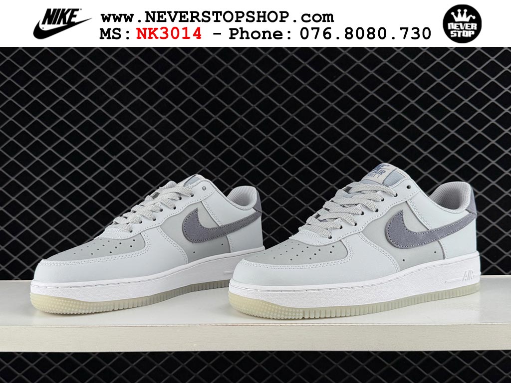 Giày thể thao nam nữ Nike Air Force 1 Low Trắng Xám bản best quality siêu cấp replica 1:1 giá rẻ tại NeverStop Sneaker Shop Quận 3 HCM