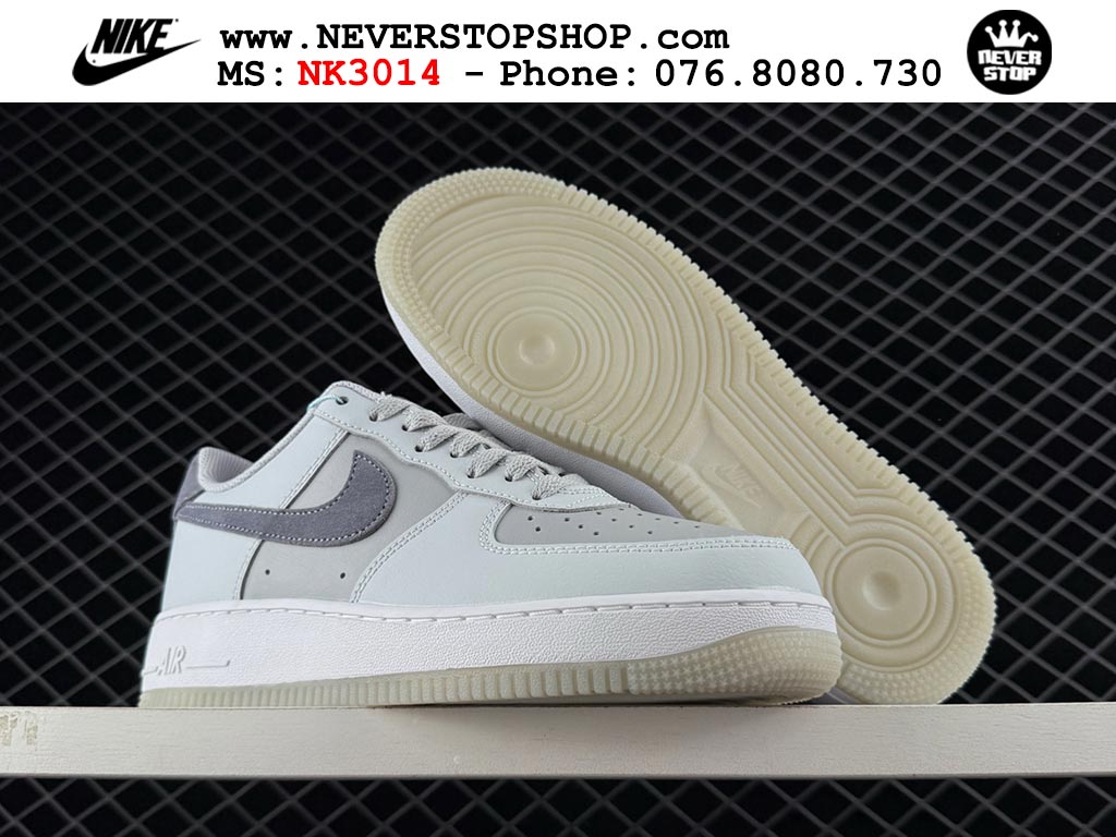 Giày thể thao nam nữ Nike Air Force 1 Low Trắng Xám bản best quality siêu cấp replica 1:1 giá rẻ tại NeverStop Sneaker Shop Quận 3 HCM