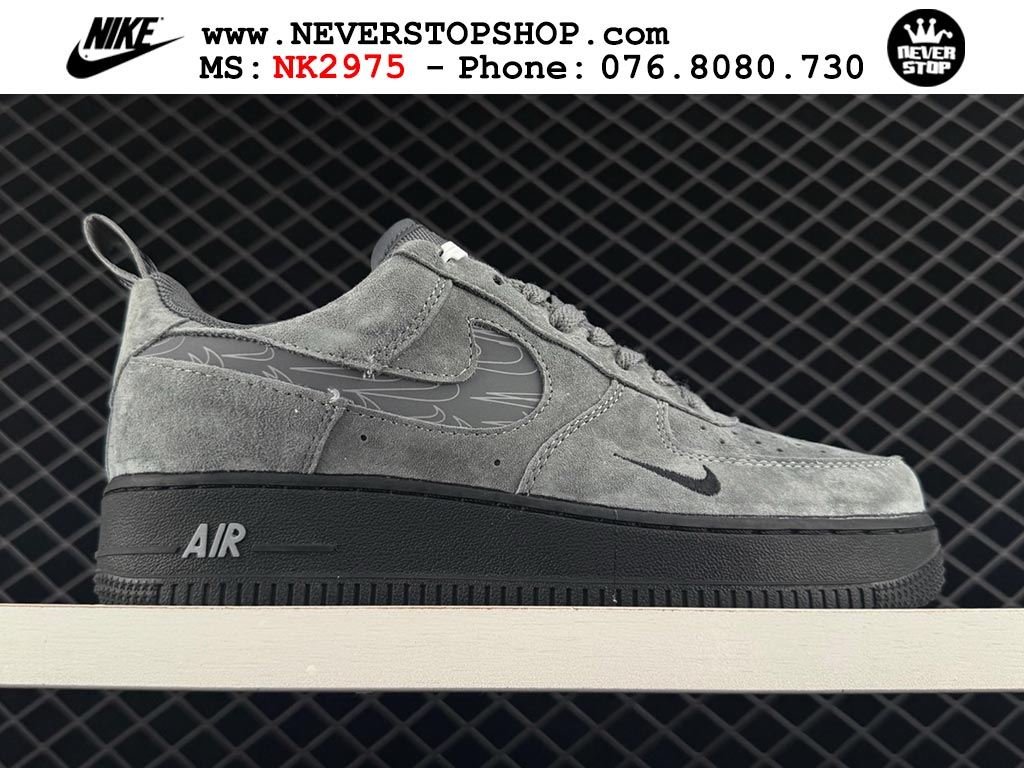 Giày thể thao nam nữ Nike Air Force 1 Low Xám Đen bản best quality siêu cấp replica 1:1 giá rẻ tại NeverStop Sneaker Shop Quận 3 HCM