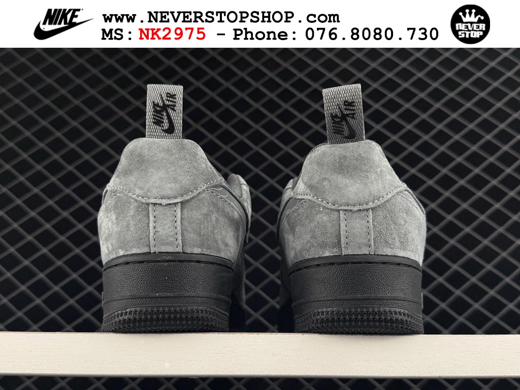 Giày thể thao nam nữ Nike Air Force 1 Low Xám Đen bản best quality siêu cấp replica 1:1 giá rẻ tại NeverStop Sneaker Shop Quận 3 HCM