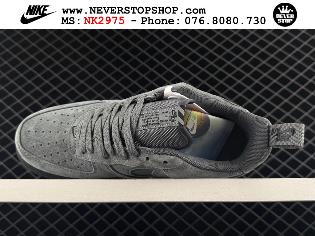 Giày thể thao nam nữ Nike Air Force 1 Low Xám Đen bản best quality siêu cấp replica 1:1 giá rẻ tại NeverStop Sneaker Shop Quận 3 HCM