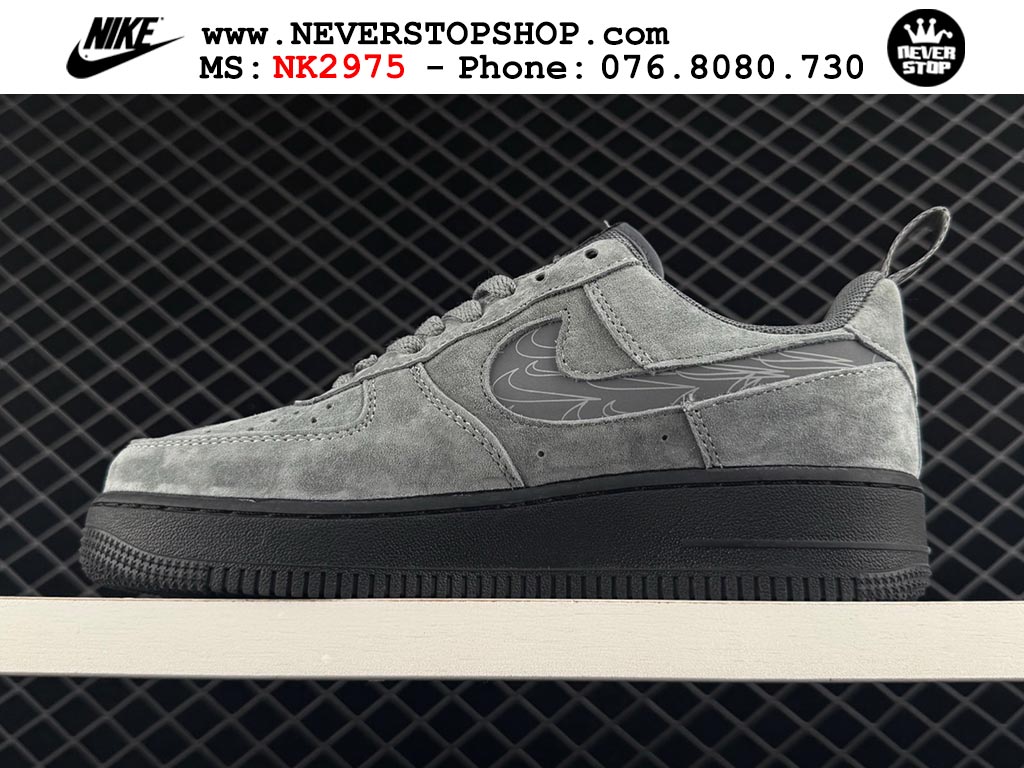 Giày thể thao nam nữ Nike Air Force 1 Low Xám Đen bản best quality siêu cấp replica 1:1 giá rẻ tại NeverStop Sneaker Shop Quận 3 HCM