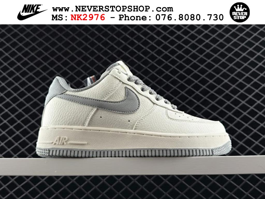 Giày thể thao nam nữ Nike Air Force 1 Low Trắng Xám bản best quality siêu cấp replica 1:1 giá rẻ tại NeverStop Sneaker Shop Quận 3 HCM