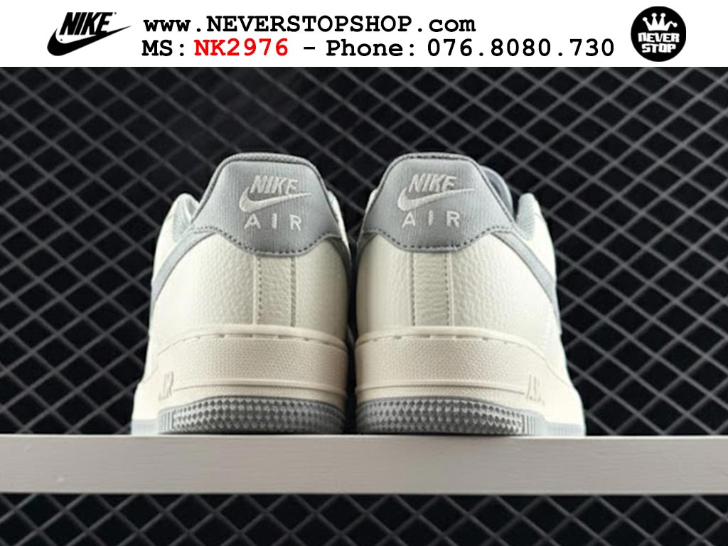 Giày thể thao nam nữ Nike Air Force 1 Low Trắng Xám bản best quality siêu cấp replica 1:1 giá rẻ tại NeverStop Sneaker Shop Quận 3 HCM