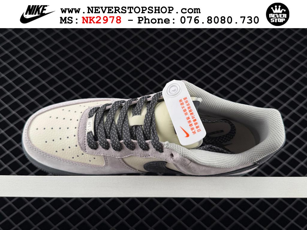 Giày thể thao nam nữ Nike Air Force 1 Low Trắng Xám bản best quality siêu cấp replica 1:1 giá rẻ tại NeverStop Sneaker Shop Quận 3 HCM