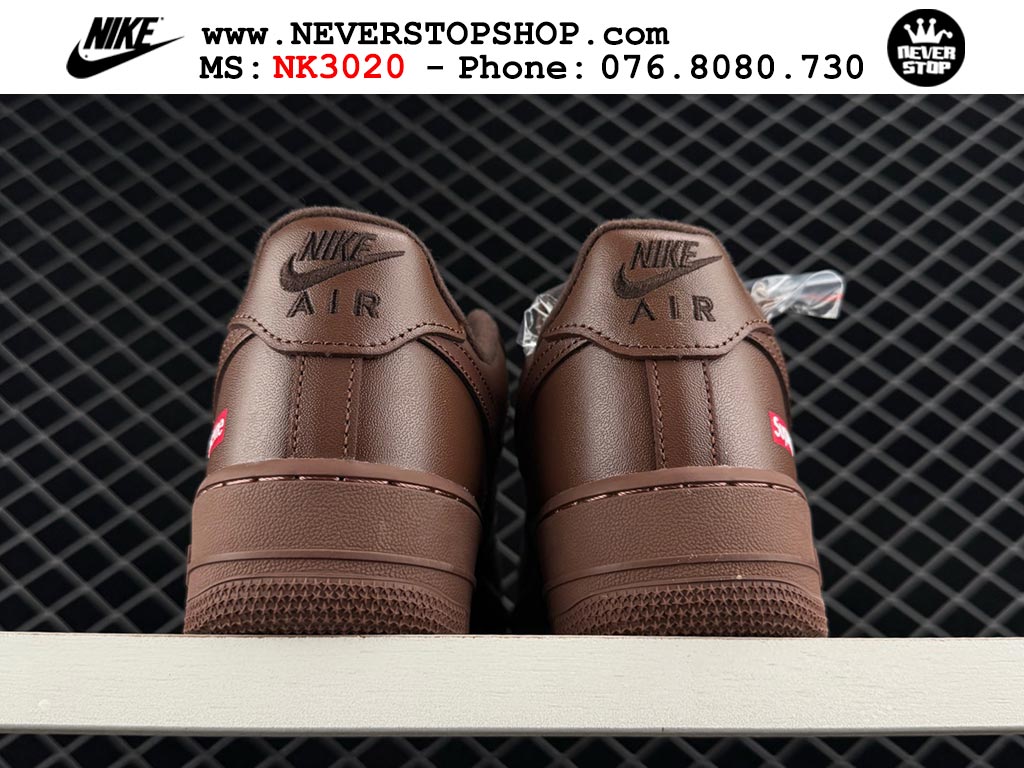 Giày thể thao nam nữ Nike Air Force 1 Low Nâu bản best quality siêu cấp replica 1:1 giá rẻ tại NeverStop Sneaker Shop Quận 3 HCM