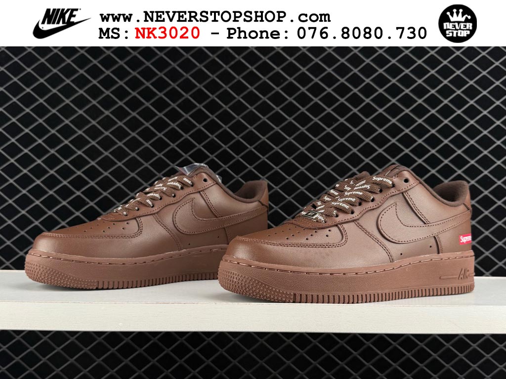 Giày thể thao nam nữ Nike Air Force 1 Low Nâu bản best quality siêu cấp replica 1:1 giá rẻ tại NeverStop Sneaker Shop Quận 3 HCM