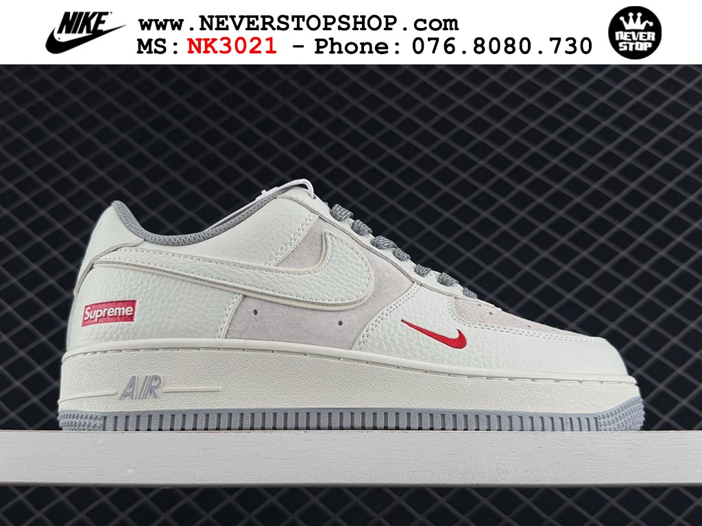Giày thể thao nam nữ Nike Air Force 1 Low Trắng Xám bản best quality siêu cấp replica 1:1 giá rẻ tại NeverStop Sneaker Shop Quận 3 HCM