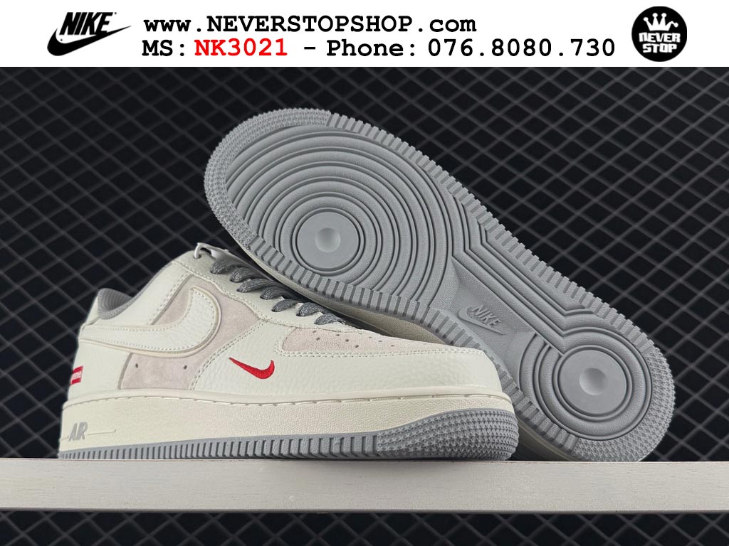 Giày thể thao nam nữ Nike Air Force 1 Low Trắng Xám bản best quality siêu cấp replica 1:1 giá rẻ tại NeverStop Sneaker Shop Quận 3 HCM