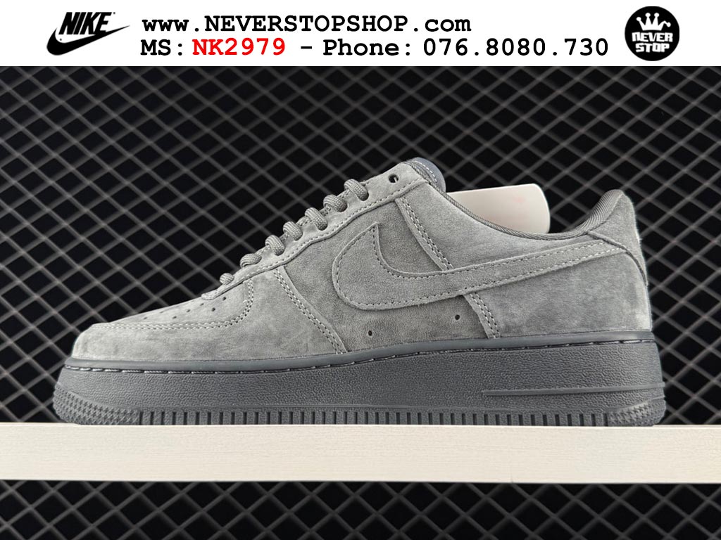 Giày thể thao nam nữ Nike Air Force 1 Low Xám Đỏ bản best quality siêu cấp replica 1:1 giá rẻ tại NeverStop Sneaker Shop Quận 3 HCM