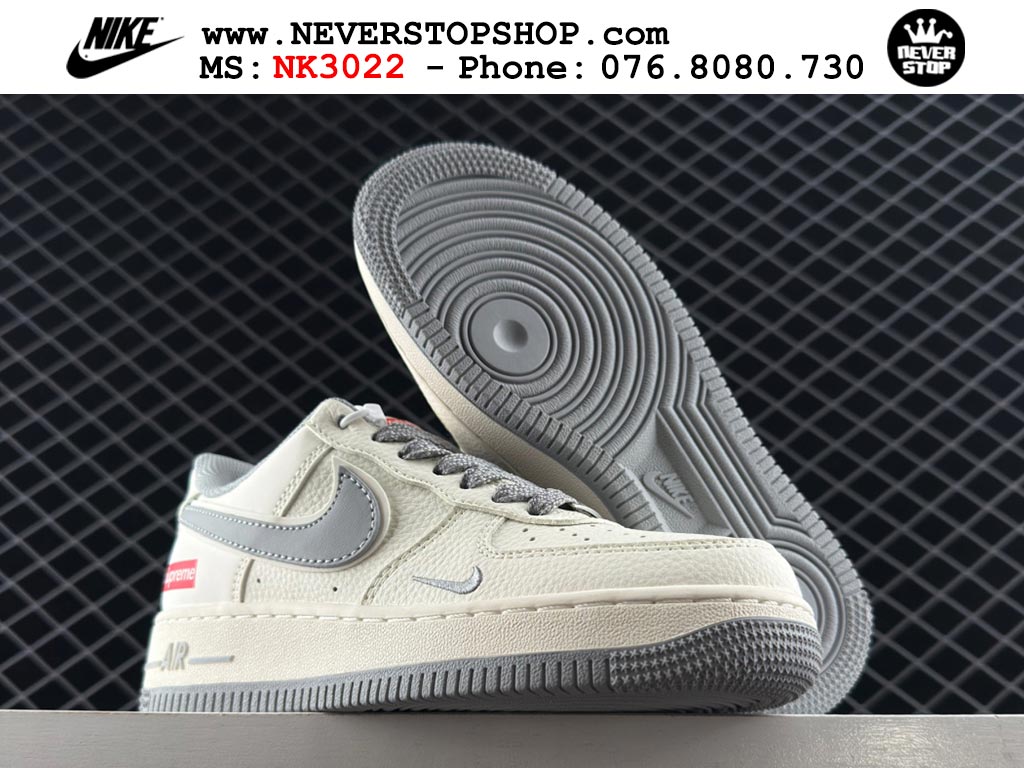 Giày thể thao nam nữ Nike Air Force 1 Low Trắng Xám bản best quality siêu cấp replica 1:1 giá rẻ tại NeverStop Sneaker Shop Quận 3 HCM