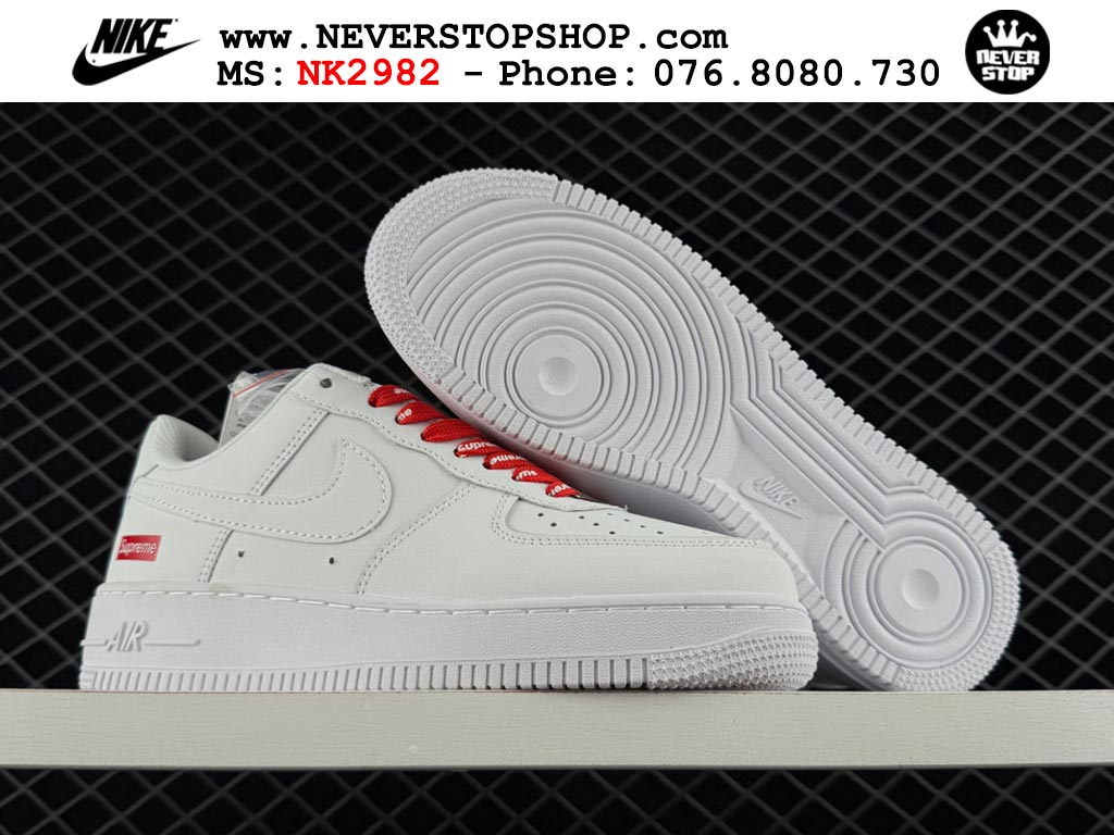 Giày thể thao nam nữ Nike Air Force 1 Low Trắng Đỏ bản best quality siêu cấp replica 1:1 giá rẻ tại NeverStop Sneaker Shop Quận 3 HCM
