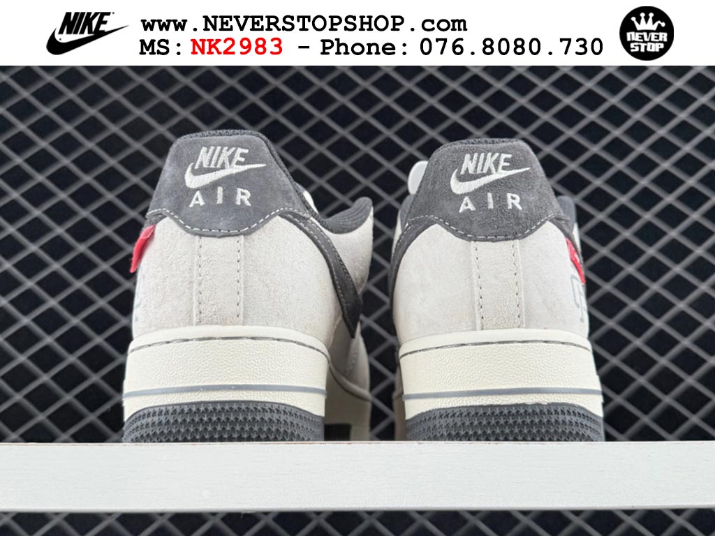 Giày thể thao nam nữ Nike Air Force 1 Low Trắng Xám bản best quality siêu cấp replica 1:1 giá rẻ tại NeverStop Sneaker Shop Quận 3 HCM
