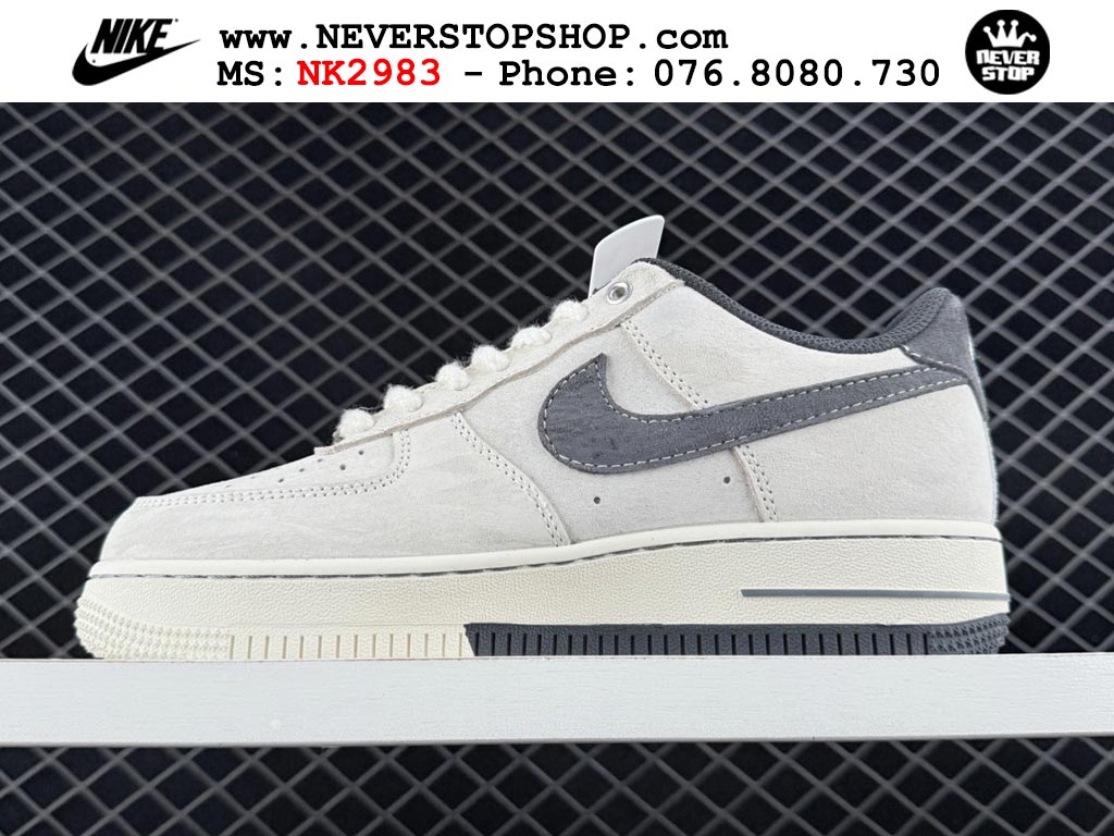 Giày thể thao nam nữ Nike Air Force 1 Low Trắng Xám bản best quality siêu cấp replica 1:1 giá rẻ tại NeverStop Sneaker Shop Quận 3 HCM