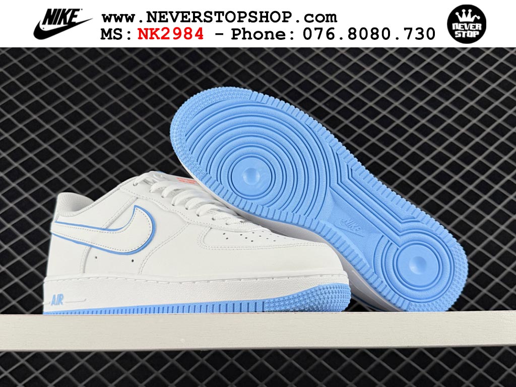 Giày thể thao nam nữ Nike Air Force 1 Low Trắng Xanh Da Trời bản best quality siêu cấp replica 1:1 giá rẻ tại NeverStop Sneaker Shop Quận 3 HCM