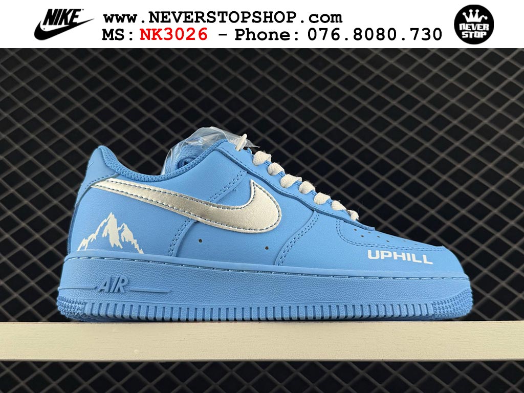 Giày thể thao nam nữ Nike Air Force 1 Low Xanh Da Trời Xám bản best quality siêu cấp replica 1:1 giá rẻ tại NeverStop Sneaker Shop Quận 3 HCM