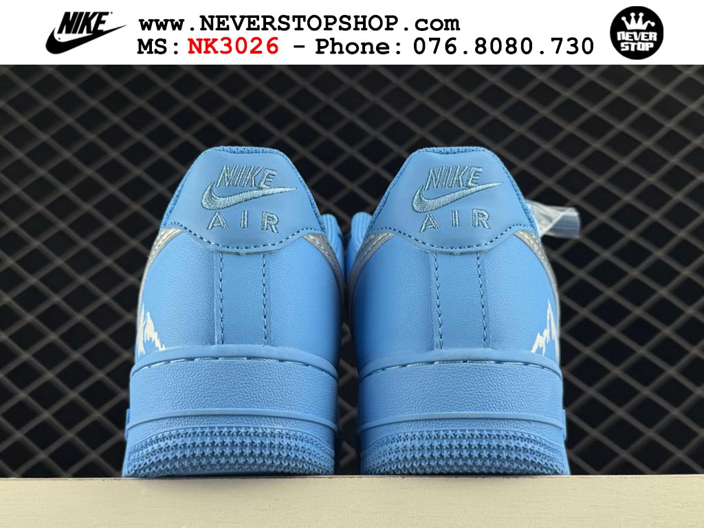 Giày thể thao nam nữ Nike Air Force 1 Low Xanh Da Trời Xám bản best quality siêu cấp replica 1:1 giá rẻ tại NeverStop Sneaker Shop Quận 3 HCM