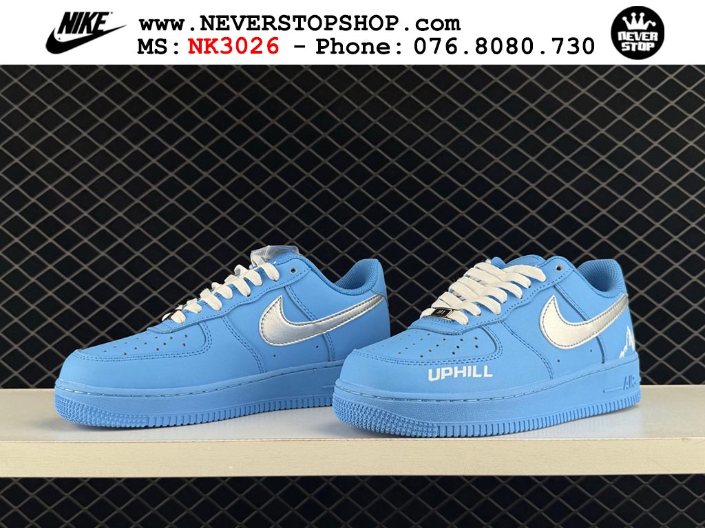 Giày thể thao nam nữ Nike Air Force 1 Low Xanh Da Trời Xám bản best quality siêu cấp replica 1:1 giá rẻ tại NeverStop Sneaker Shop Quận 3 HCM