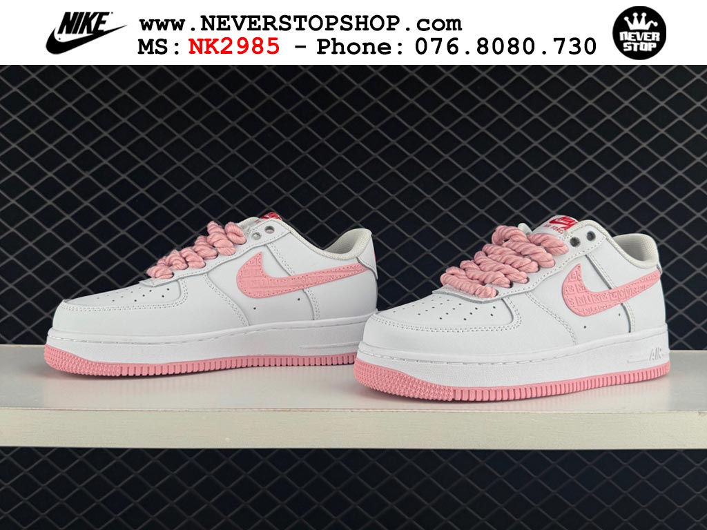 Giày thể thao nam nữ Nike Air Force 1 Low Trắng Hồng bản best quality siêu cấp replica 1:1 giá rẻ tại NeverStop Sneaker Shop Quận 3 HCM