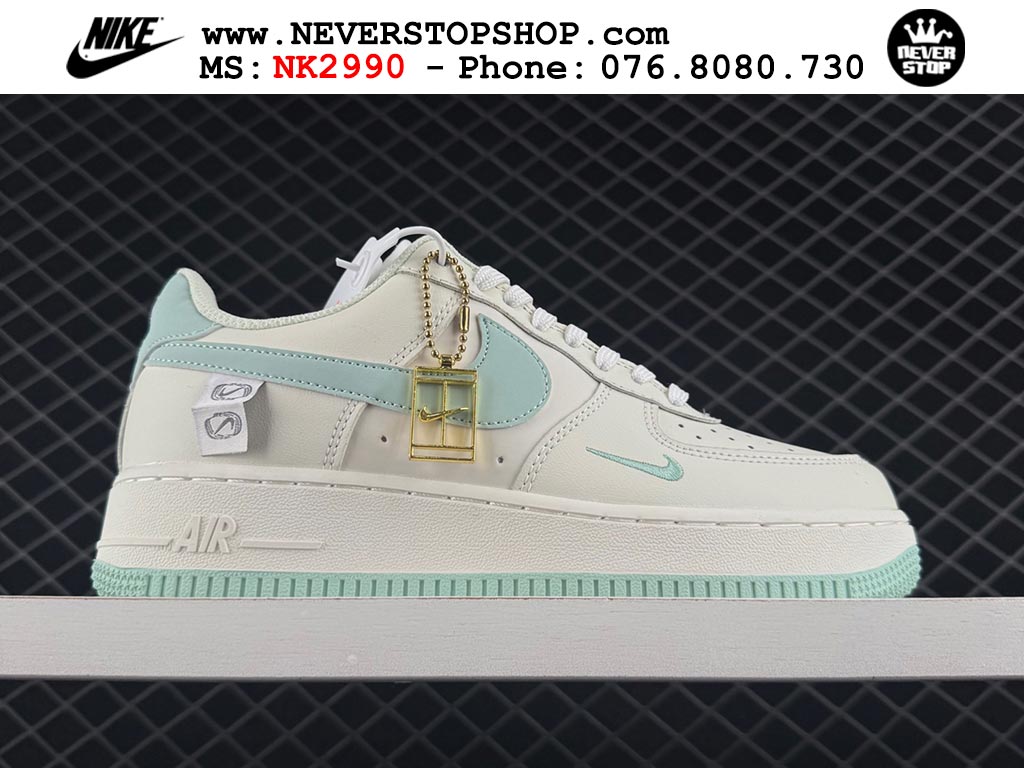 Giày thể thao cổ thấp NIKE AIR FORCE 1 AF 1 LOW WHITE MINT like auth hàng chuẩn replica 1:1 cao cấp, bản đẹp chất lượng cao giá tốt NeverStop Sneaker Shop Hồ Chí Minh Giày thể thao nam nữ Nike Air Force 1 Low Trắng Xanh Ngọc bản best quality siêu cấp replica 1:1 giá rẻ tại NeverStop Sneaker Shop Quận 3 HCM