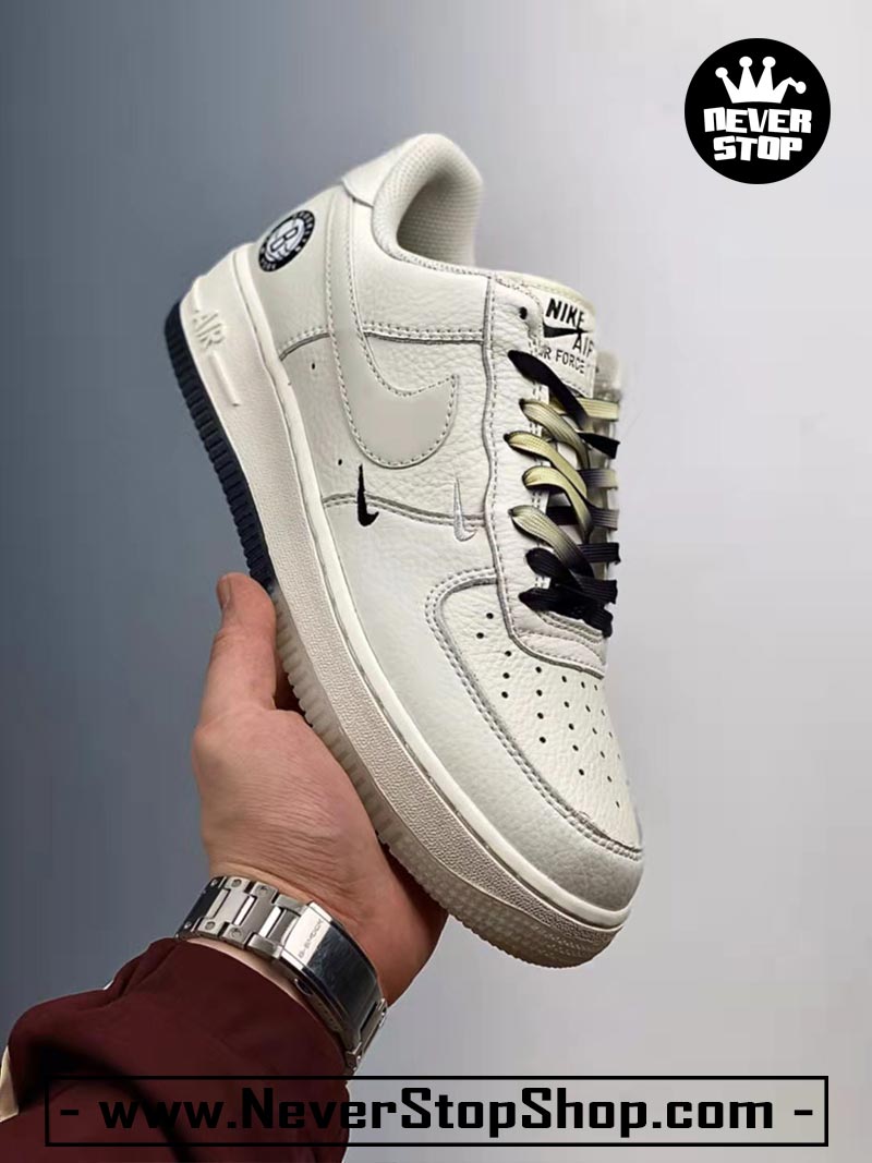 Giày Nike AF1 Low Kem Đen cổ thấp nam nữ hàng đẹp replica sfake giá rẻ tại NeverStop Sneaker Shop Quận 3 HCM