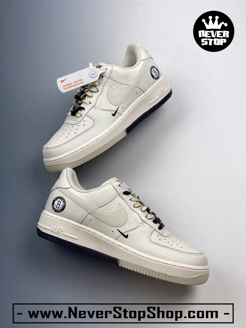 Giày Nike AF1 Low Kem Đen cổ thấp nam nữ hàng đẹp replica sfake giá rẻ tại NeverStop Sneaker Shop Quận 3 HCM