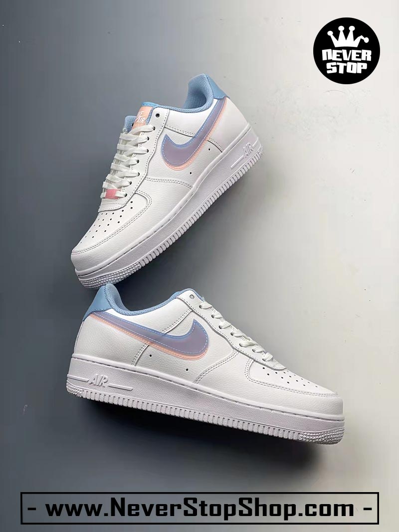 Giày Nike AF1 Low Trắng Xanh Dương cổ thấp nam nữ hàng đẹp replica sfake giá rẻ tại NeverStop Sneaker Shop Quận 3 HCM