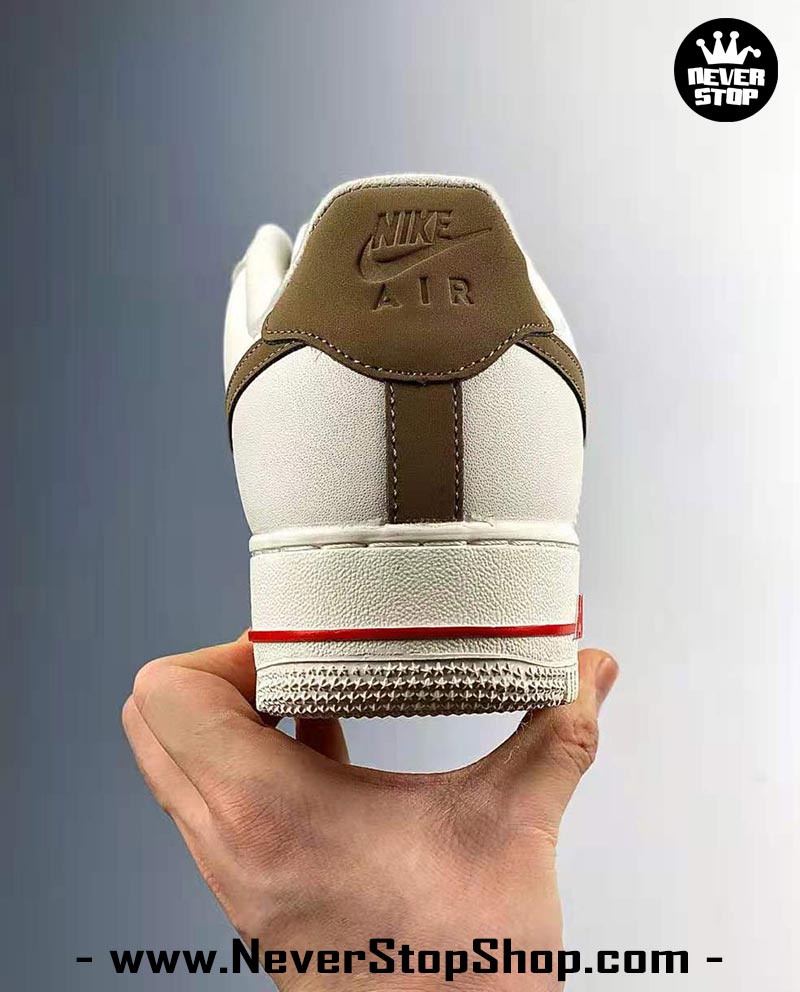 Giày Nike AF1 Low Trắng Nâu cổ thấp nam nữ hàng đẹp replica sfake giá rẻ tại NeverStop Sneaker Shop Quận 3 HCM