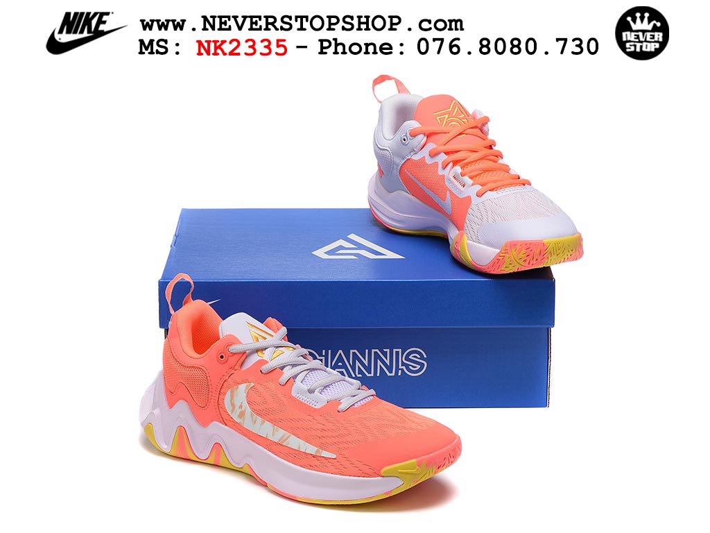 Giày bóng rổ outdoor Nike Giannis Immortality 2 Hồng Trắng hàng đẹp siêu cấp replica 1:1 giá rẻ tại NeverStop Sneaker Shop Hồ Chí Minh