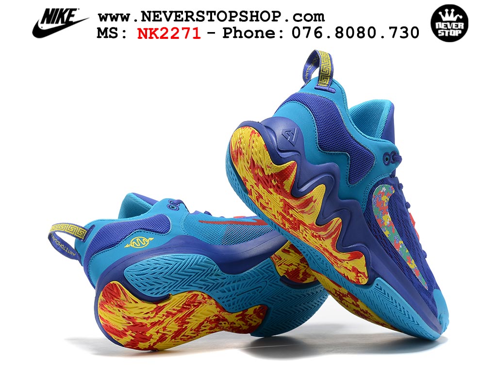 Giày bóng rổ outdoor Nike Giannis Immortality 2 Xanh Dương Vàng hàng đẹp siêu cấp replica 1:1 giá rẻ tại NeverStop Sneaker Shop Hồ Chí Minh