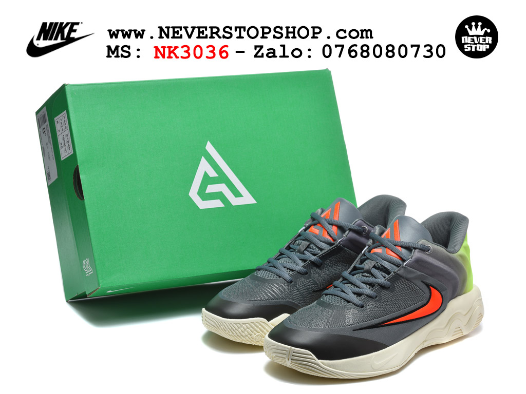 Giày bóng rổ nam nữ NIKE GIANNIS IMMORTALITY 4 COOL GREY VOLT TOTAL CRIMSON cổ thấp chuyên outdoor indoor, hàng chuẩn replica 1:1 best batch đế êm chống mòn cao, giá rẻ tốt nhất tại NeverStop Sneaker Shop HCM Giày bóng rổ outdoor Nike Giannis Immortality 4 Xám Xanh Cam bản siêu cấp replica 1:1 like auth giá rẻ tại NeverStop Sneaker Shop Hồ Chí Minh