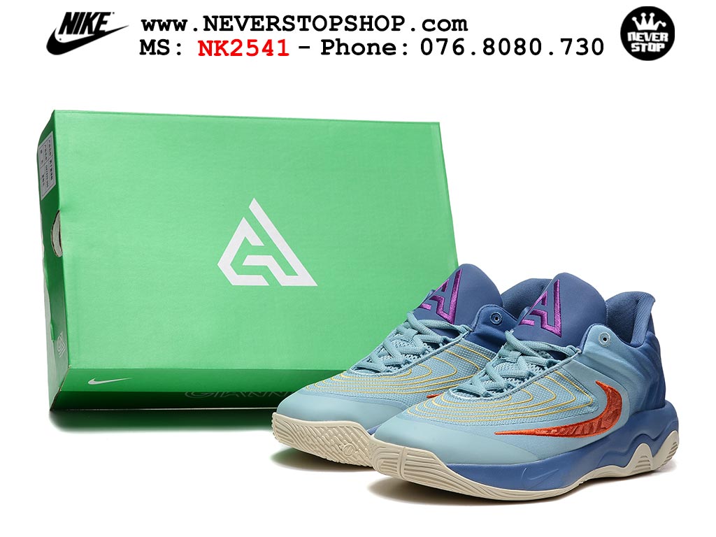 Giày bóng rổ outdoor Nike Giannis Immortality 4 Xanh Dương Đỏ bản siêu cấp replica 1:1 like auth giá rẻ tại NeverStop Sneaker Shop Hồ Chí Minh