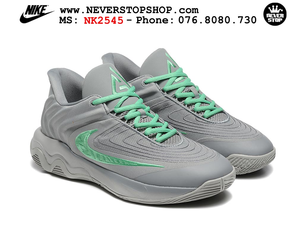 Giày bóng rổ outdoor Nike Giannis Immortality 4 Xám Xanh Lá bản siêu cấp replica 1:1 like auth giá rẻ tại NeverStop Sneaker Shop Hồ Chí Minh