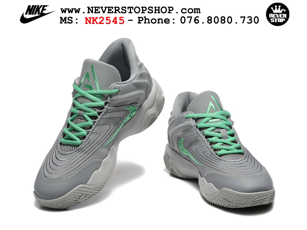 Giày bóng rổ outdoor Nike Giannis Immortality 4 Xám Xanh Lá bản siêu cấp replica 1:1 like auth giá rẻ tại NeverStop Sneaker Shop Hồ Chí Minh